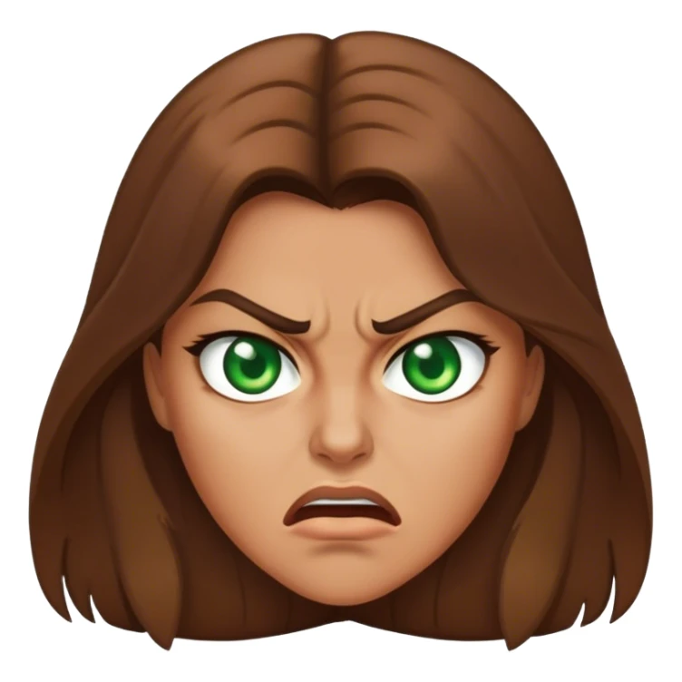 Angry woman with long Brown hair and Green eyes sticker