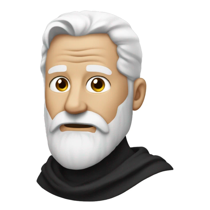 white beard, black cowl, old man, scar on cheep sticker