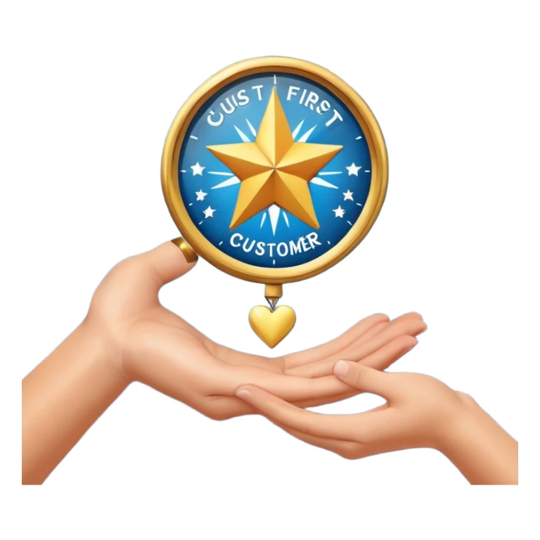 I need to create a slack emoji of: Customer-First. Create one for me, it should have the text as well with some attractive visual. Give me 10 ideas sticker