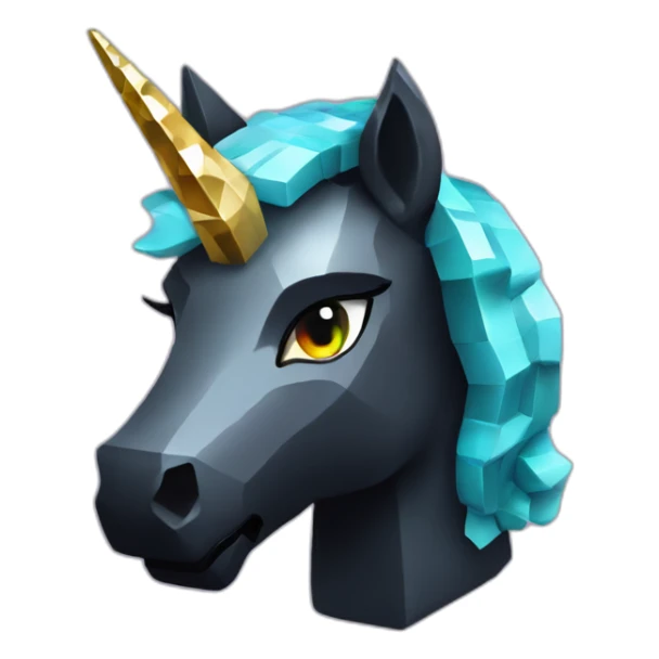 Minecraft Glitter Black Unicorn Head With Diamond Horn sticker