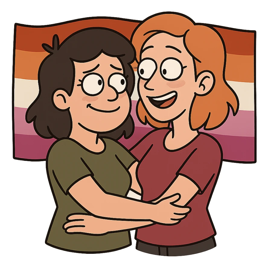 lesbian pride flag, clean and simple, horizontal stripes in correct colors, no text sticker