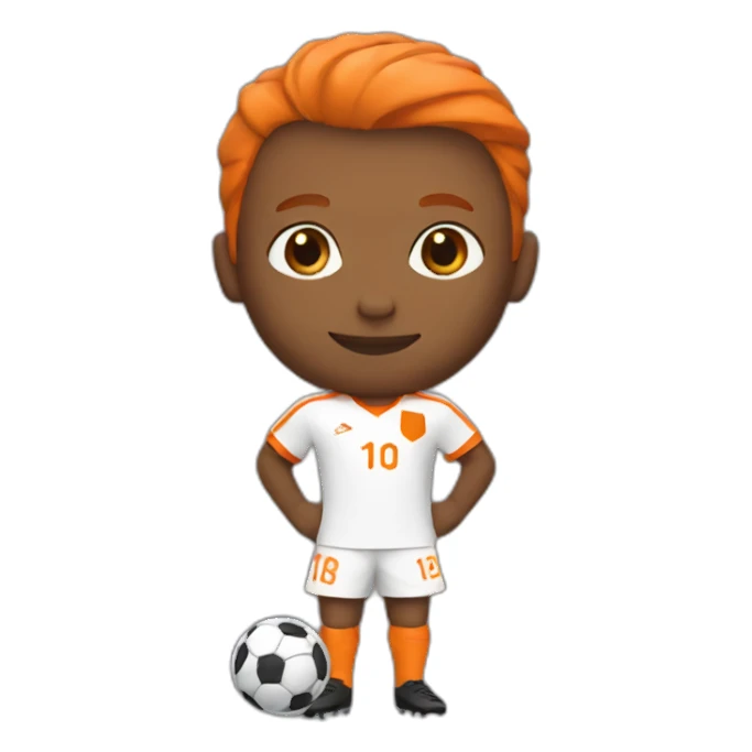 Soccer player in tangerine and orange kit sticker