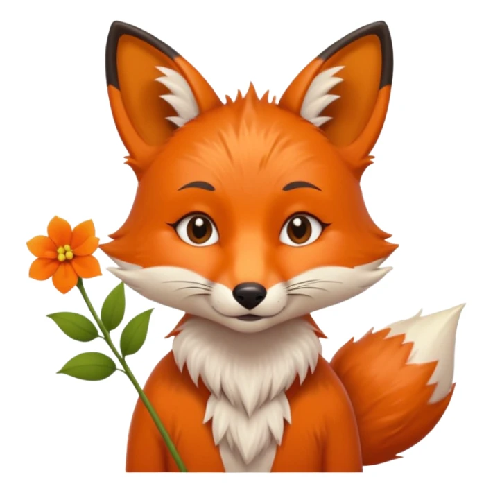 stojący z kwiatkiem lisek który jest obrażony  sticker