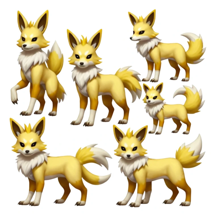 Feral Quadrupedal Digitigrade Electrike-Jolteon-Lycanroc-Furret-Renamon-Zeraora-Vernid-Sergal-fusion-hybrid-creature, full body  sticker