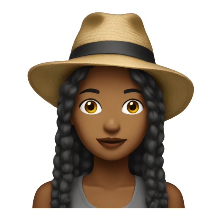 realistic solo girl with hat sticker