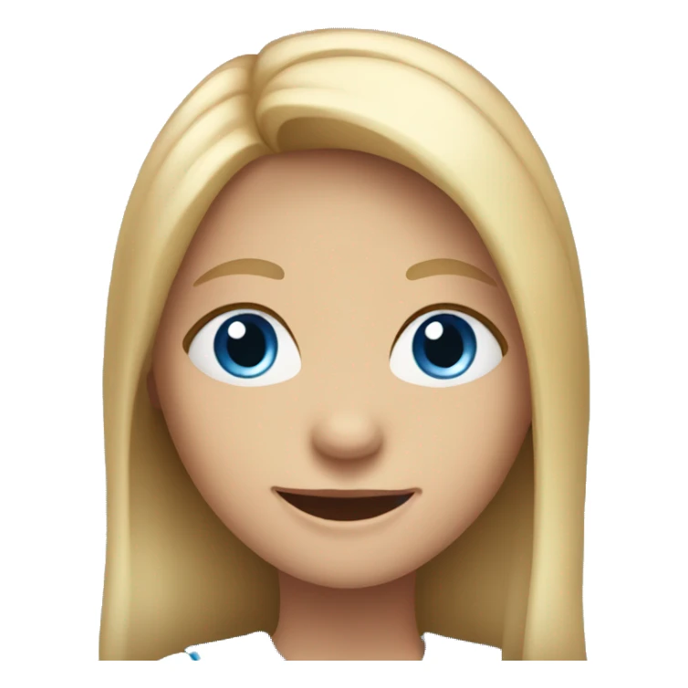 smiling girl with long hair with blue eyes sticker