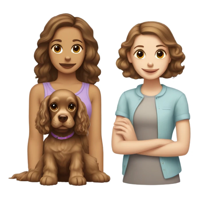Cocker Spaniel with a white girl and brown hair sticker