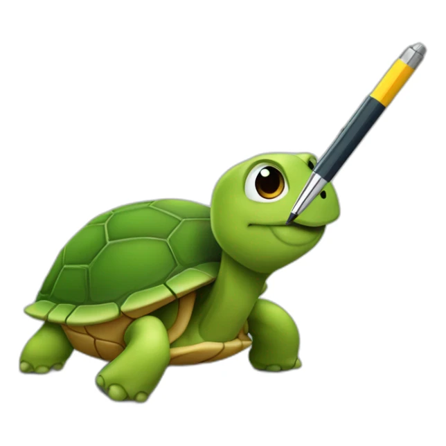 Une tortue qui mange un stylo sticker