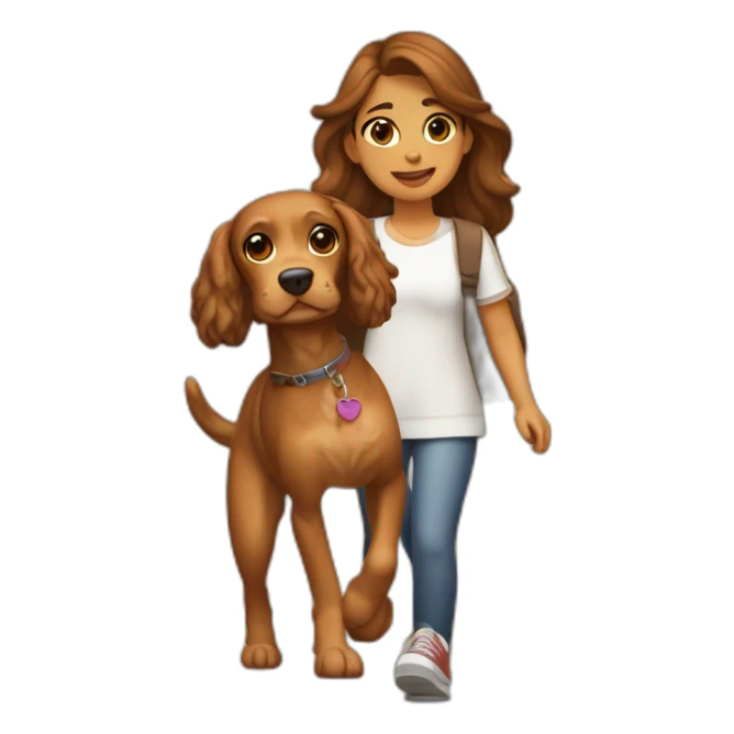 Chica Adolescente paseando a un Cocker spaniel canela sticker