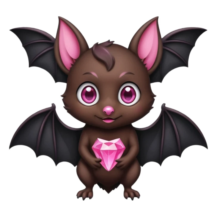a normal bat witha pink diamond in its forhead, the full bat with his body  sticker