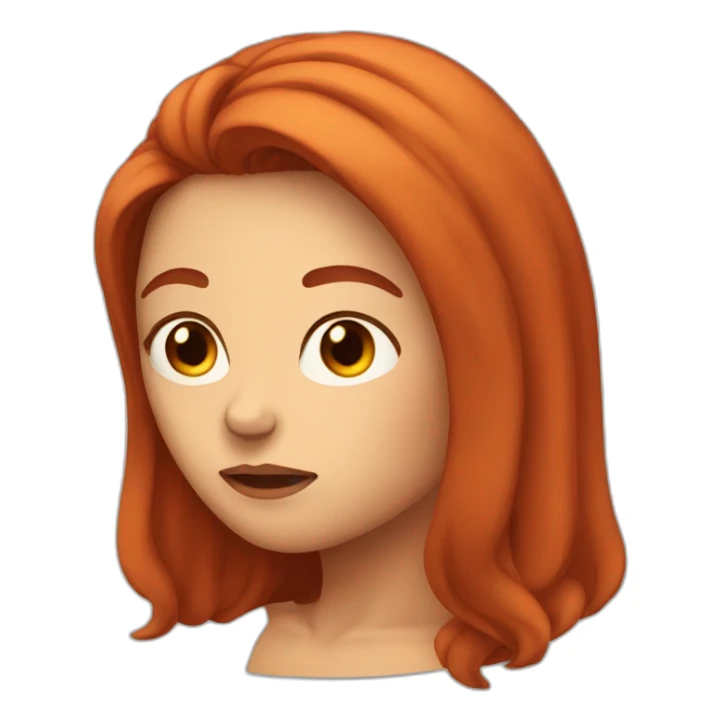 woman with long red hair frowning her eyes sticker