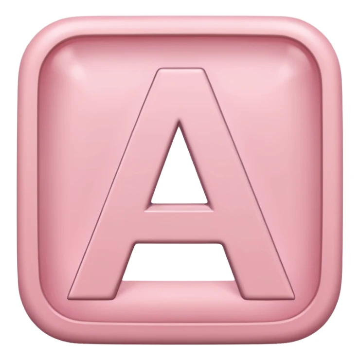 The letter A in a light pink sqaure sticker
