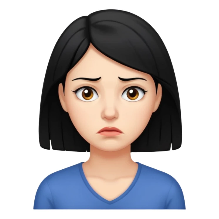 A worried woman, black hair sticker