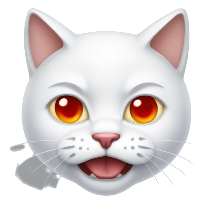 an angry white cat with red eyes  sticker