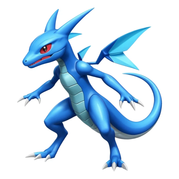 Shiny Blue Smooth Glossy Soft Salamence-Greninja-Inteleon-Scizor-Greninja-Genesect-Bisharp-Pokémon-Fusion, full body sticker