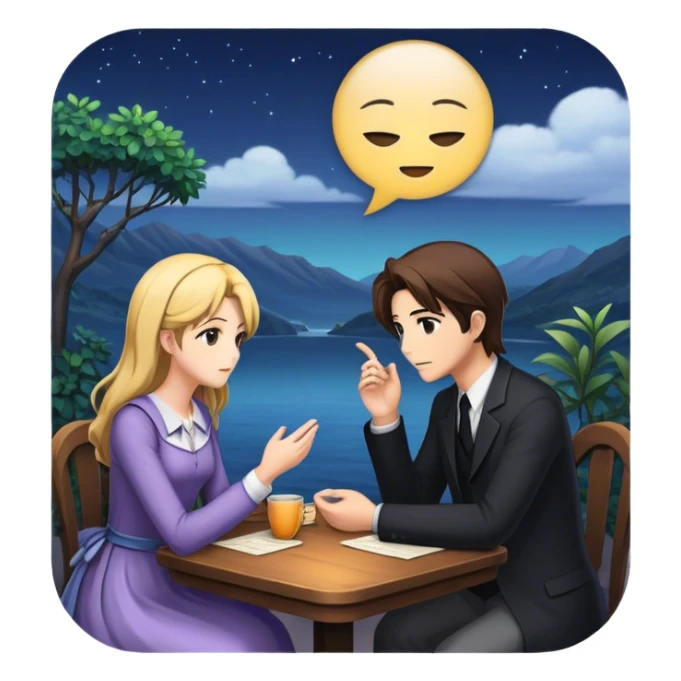 An icon representing a visual novel game, with a detailed background featuring a romantic or mysterious setting. Characters are in conversation, with dialogue boxes visible. The design captures the immersive storytelling and emotional depth of visual novels, set against a transparent background. sticker
