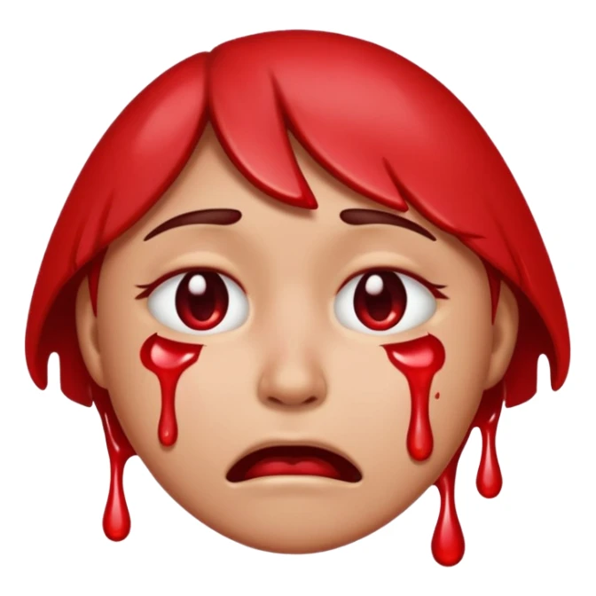 crying face emoji with blood tears instead of water, apple style sticker