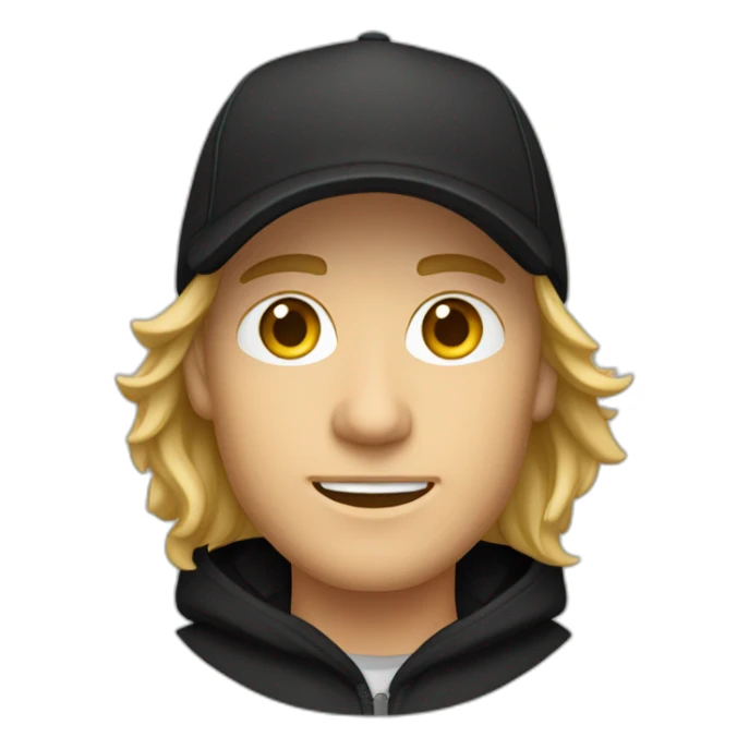 Male caucasian Designer wearing flat bill hat and black hoodie sticker