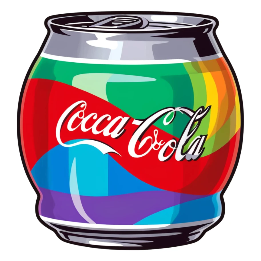 Rainow iridescent can of coca cola sticker