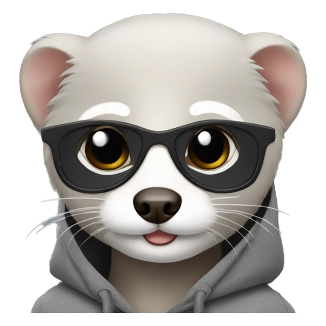 ferret with black thin glasses in gray hoodie sticker