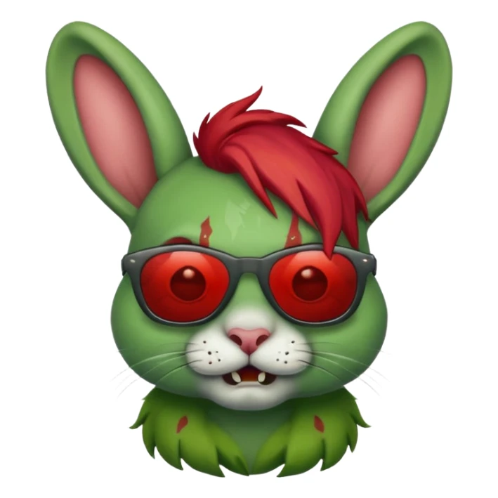 Zombie rabit with red hair and sun glasses sticker
