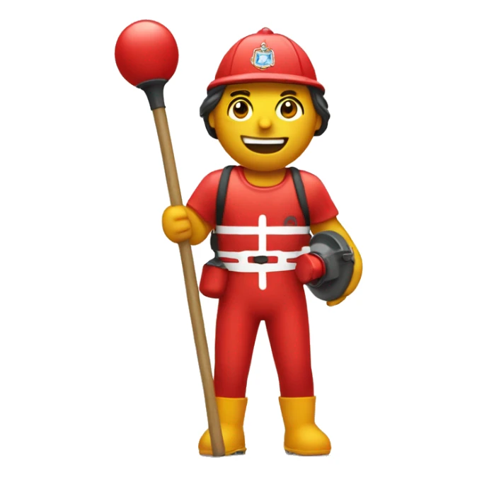 a lifeguard holding a plunger sticker