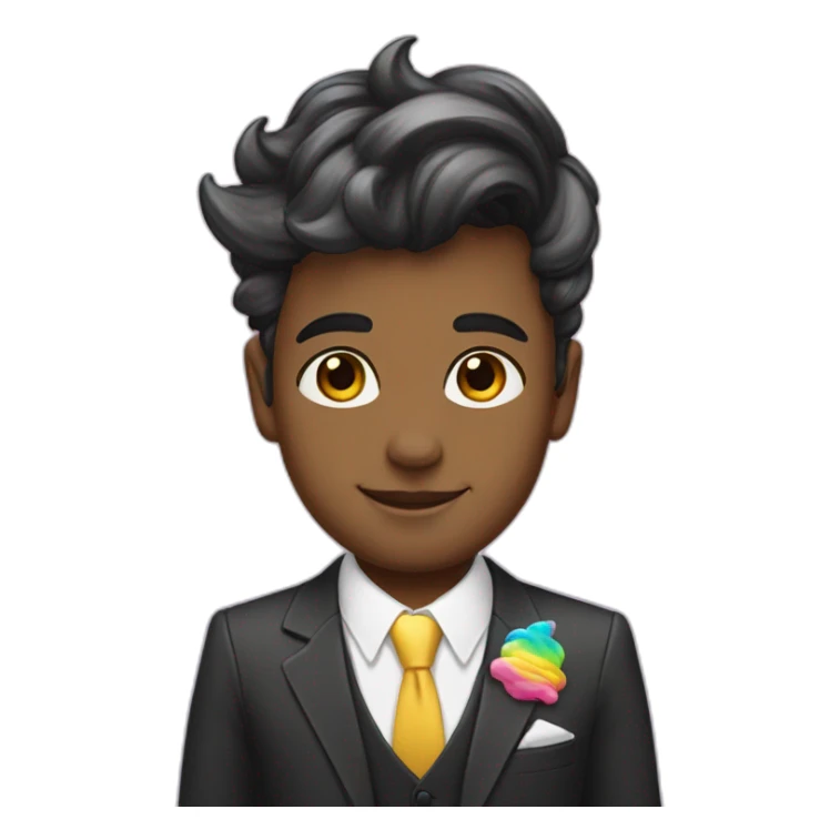 Posh-boy-with-suit-and-rainbow-unicorn-hat sticker