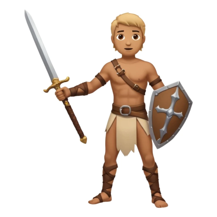 Man in loincloth with arm and leg bracers with sword sticker
