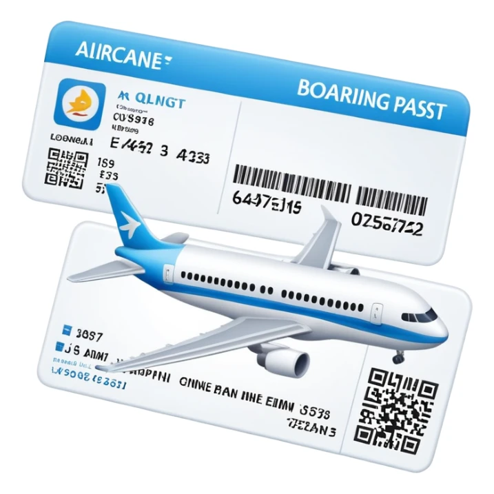 boarding pass emoji with QR code and airplane icon sticker