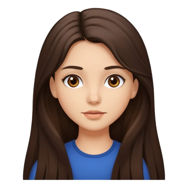 Make me a brunette girl, with brown (dark) eyes and long, loose hair sticker