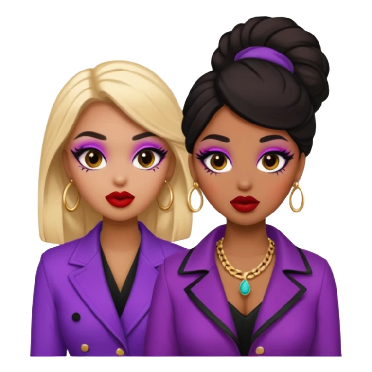 Boujy baddie best friends gossiping, trendy heavy makeup sticker