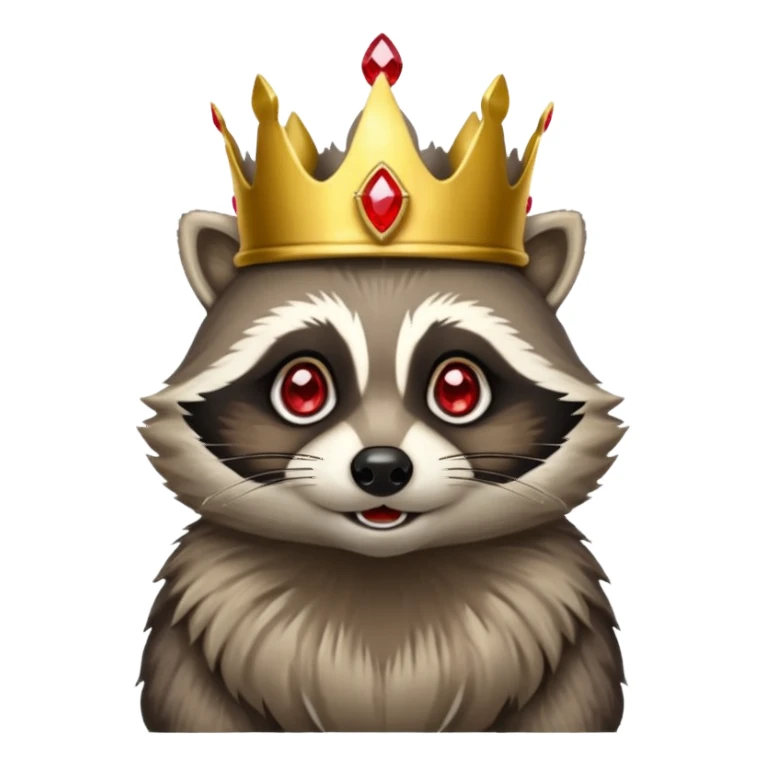 King Racoon with gold with red jewelled crown sticker