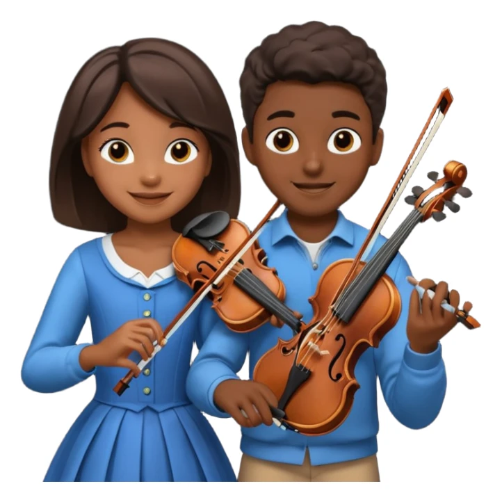 black boy girl playing violin sticker