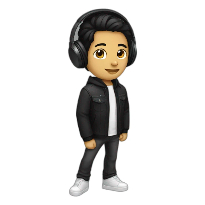 Musician - black hair - headphones sticker