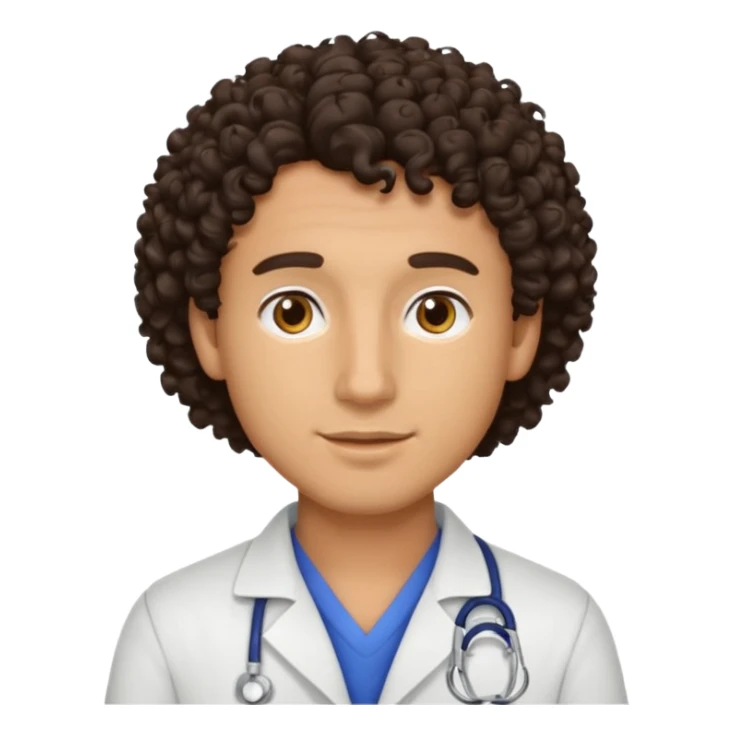 male dark brunette curly hair vet sticker