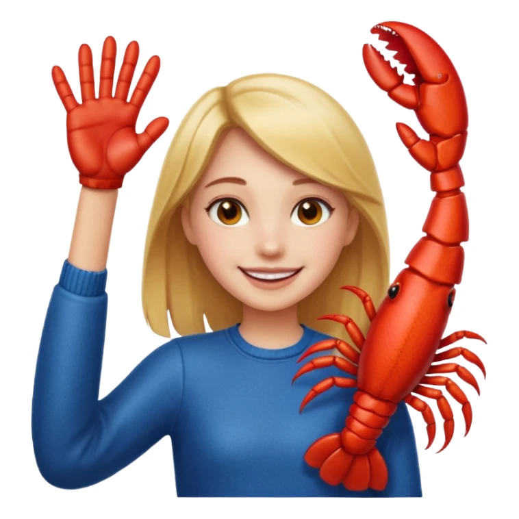 a lobster claw high five a girl emoji sticker