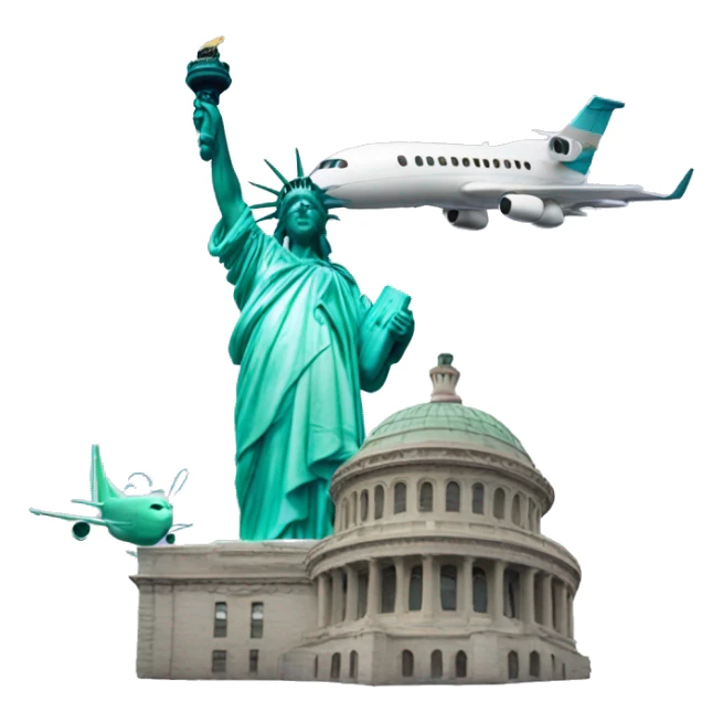 plane and statue of liberty  sticker