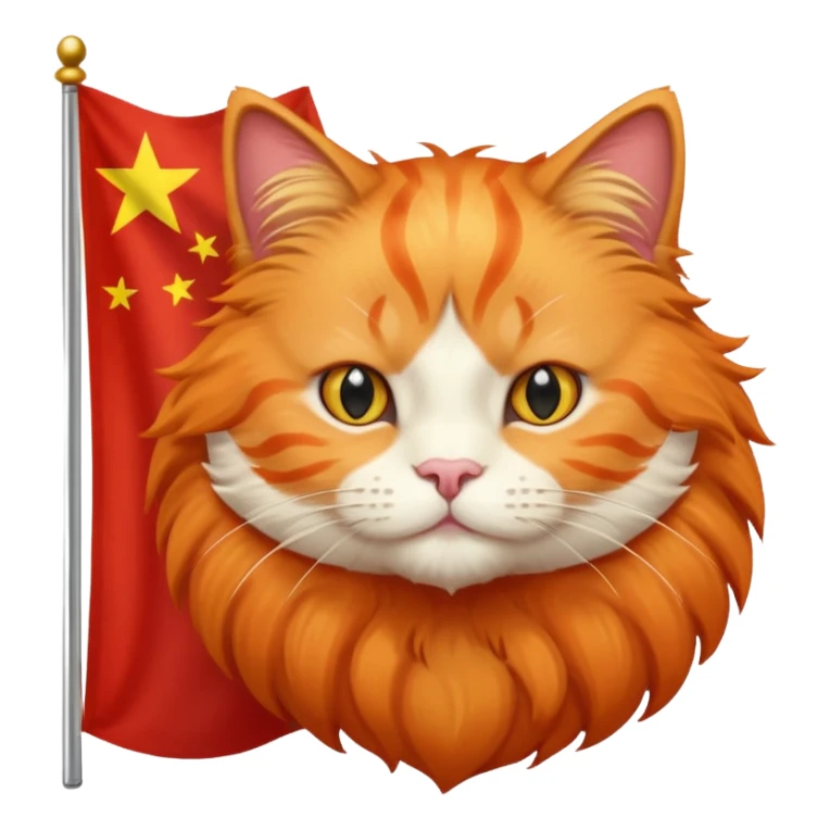 Orange Cat With the Flag of China in the backgorund sticker