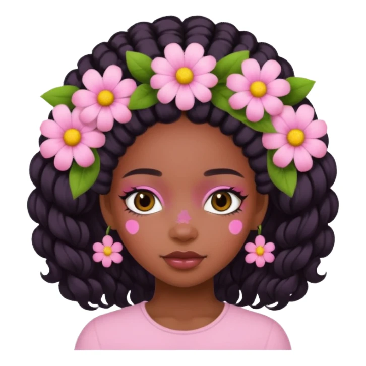 Pastel Pink Black Girl With Flowers sticker