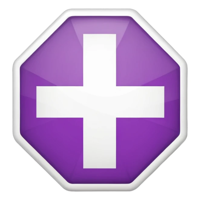 purple octagonal sticker, small Swiss flag in center, official look, no text, no trash bag sticker