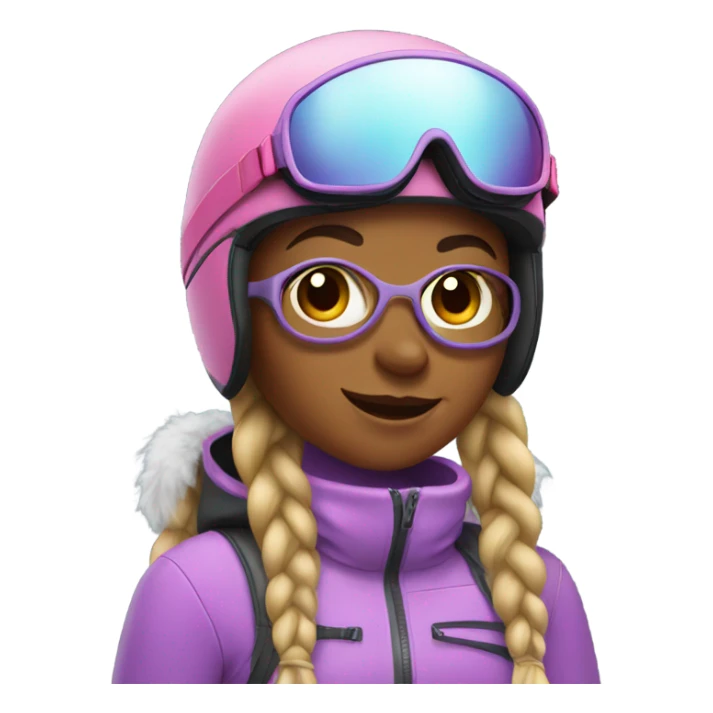girl with braids and a ski helmet and ski goggles  sticker