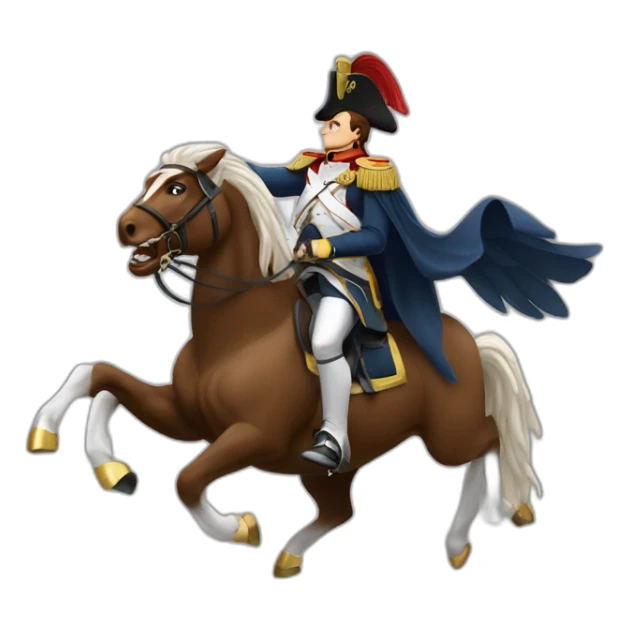 serious angry napoleon on horse hold golden eagle sticker