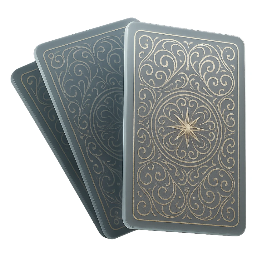 tarot deck with elaborate, swirling patterns on the card backs, hints of gold foil, cards arranged in a fan, magical and luxurious sticker