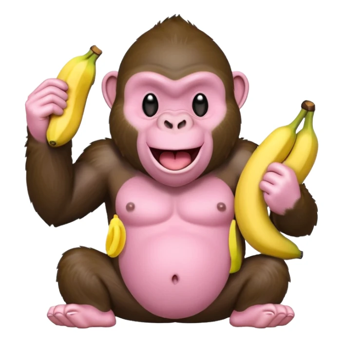A light pink emoji gorilla holding a banana sticker