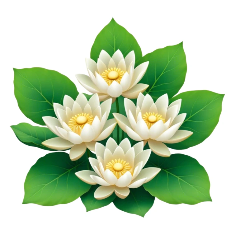 bouquet white Nymphaea lotus,stem, lotus leaf sticker