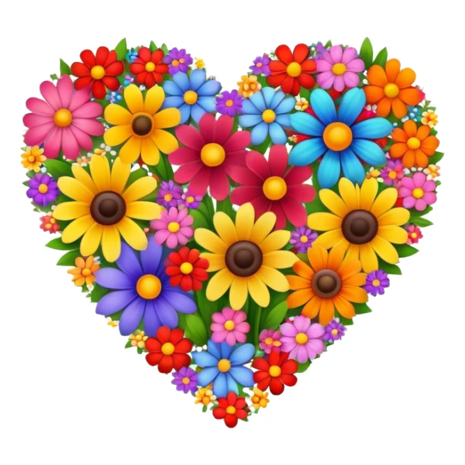 heart made of flowers sticker
