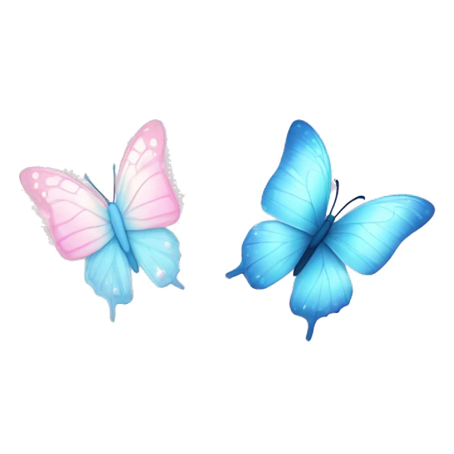 Light blue butterfly facing a light pink butterfly with trails of sparkles sticker