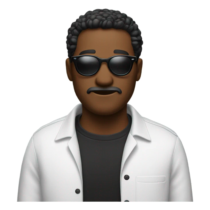 emoji black mang red shirt glasses standing next to white eoman sticker