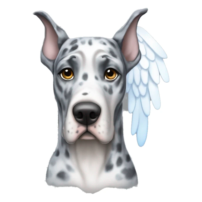 Blue Merle Great Dane wearing a angel costume  sticker