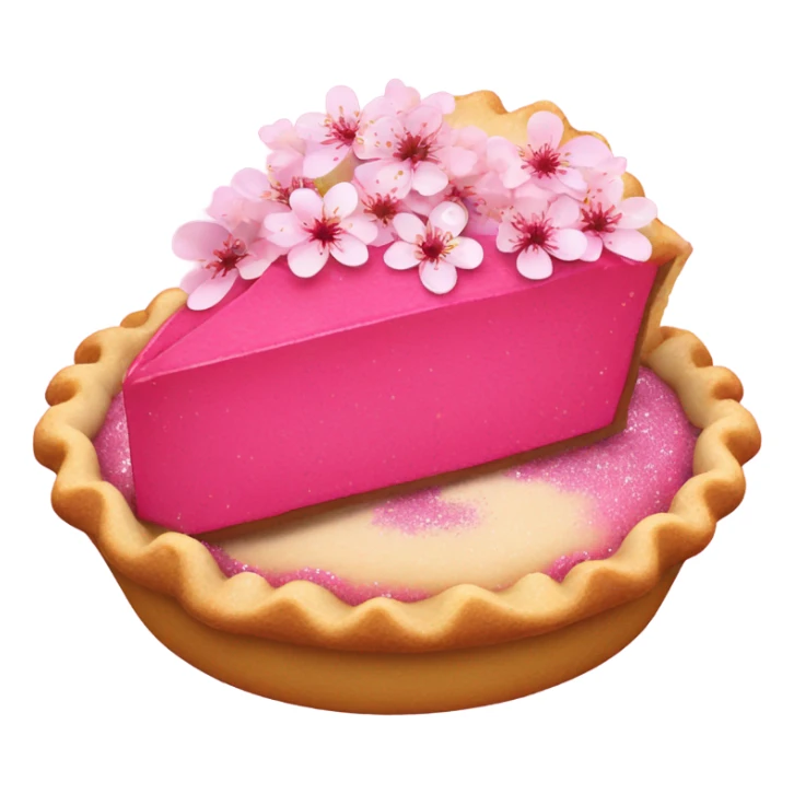 Hot pink pie with cherry blossoms and glitter  sticker